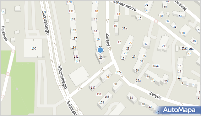 Tychy, Zaręby Rudolfa, 20, mapa Tychów
