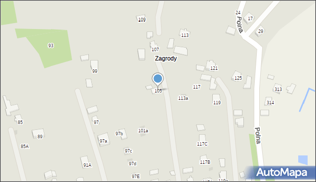 Tyczyn, Zagrody, 105, mapa Tyczyn