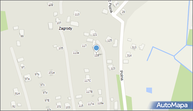 Tyczyn, Zagrody, 119, mapa Tyczyn