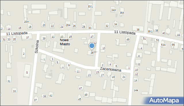 Tykocin, Zacerkiewna, 16, mapa Tykocin