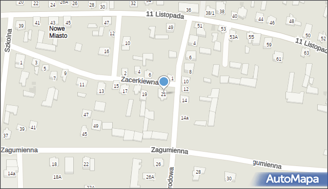 Tykocin, Zacerkiewna, 21, mapa Tykocin