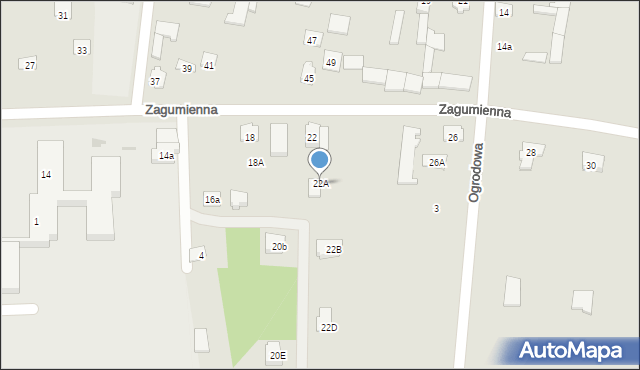 Tykocin, Zagumienna, 22A, mapa Tykocin