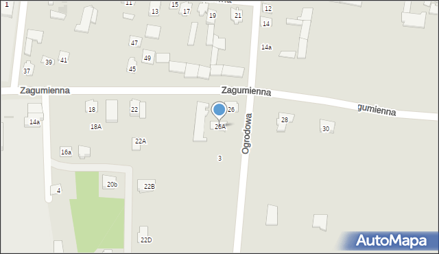 Tykocin, Zagumienna, 26A, mapa Tykocin