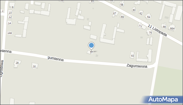 Tykocin, Zagumienna, 57, mapa Tykocin