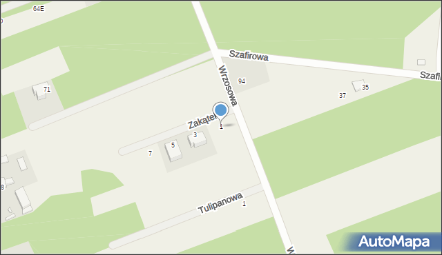 Tymienice, Zakątek, 1, mapa Tymienice