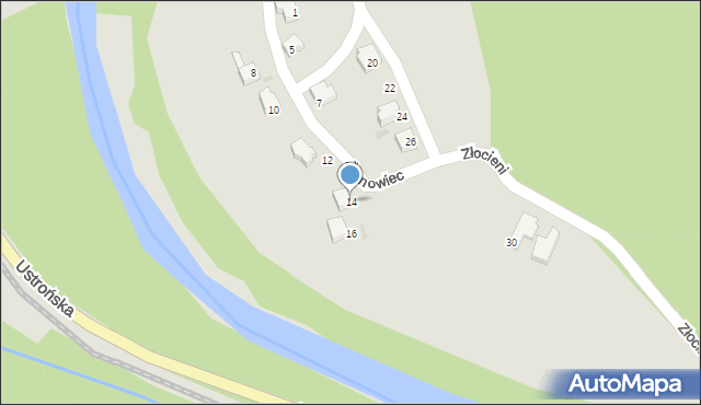 Ustroń, Żarnowiec, 14, mapa Ustroń