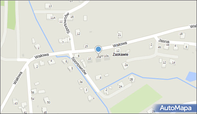 Wadowice, Zaskawie, 10a, mapa Wadowice