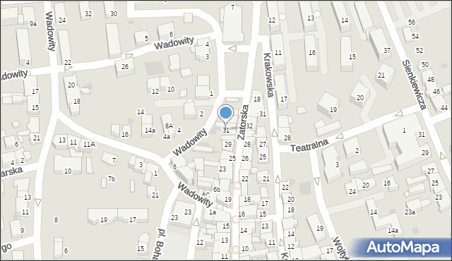 Wadowice, Zatorska, 31, mapa Wadowice