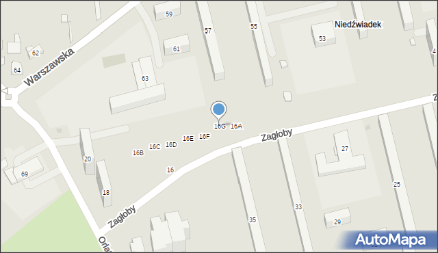 Warszawa, Zagłoby Jana Onufrego, 16G, mapa Warszawy