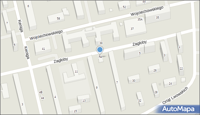 Warszawa, Zagłoby Jana Onufrego, 7A, mapa Warszawy