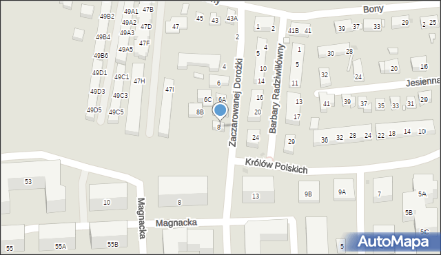 Warszawa, Zaczarowanej Dorożki, 8A, mapa Warszawy