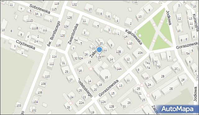 Warszawa, Zakręt, 13, mapa Warszawy