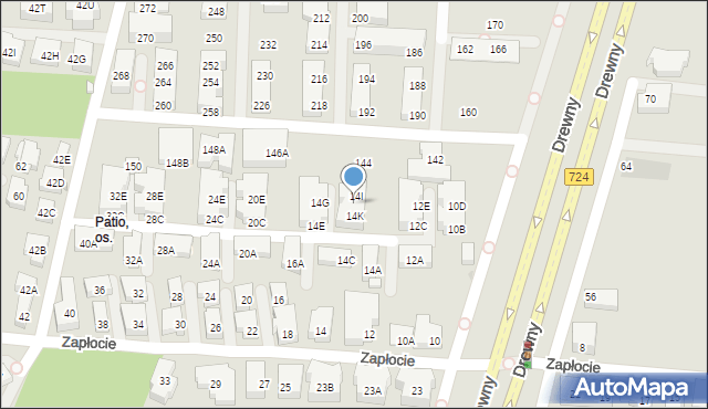 Warszawa, Zapłocie, 14J, mapa Warszawy