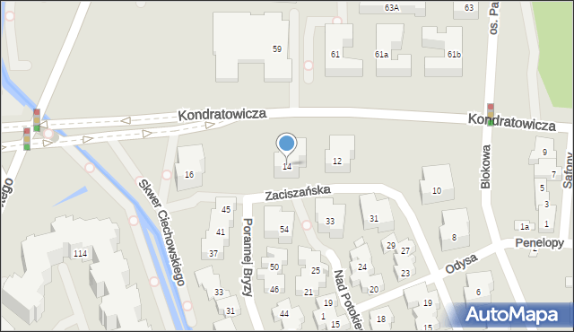 Warszawa, Zaciszańska, 14, mapa Warszawy