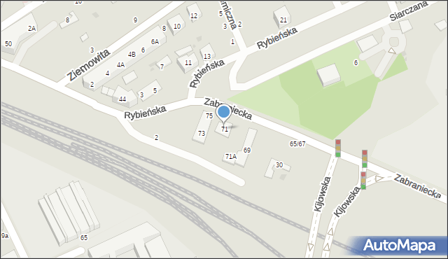 Warszawa, Zabraniecka, 71, mapa Warszawy