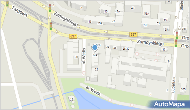 Warszawa, Zamoyskiego Jana, hetm., 24A, mapa Warszawy