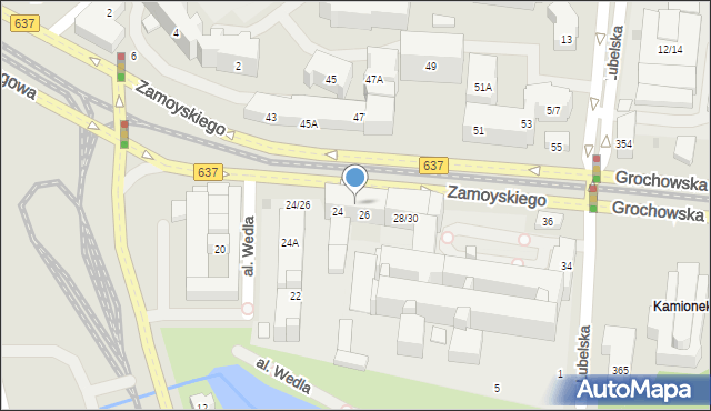 Warszawa, Zamoyskiego Jana, hetm., 26A, mapa Warszawy
