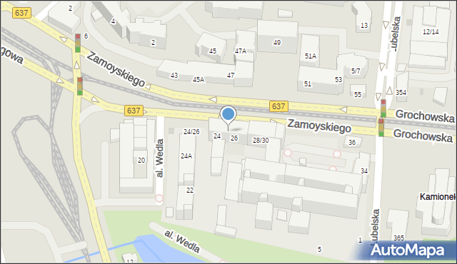 Warszawa, Zamoyskiego Jana, hetm., 26A, mapa Warszawy