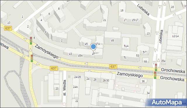 Warszawa, Zamoyskiego Jana, hetm., 47, mapa Warszawy