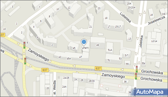 Warszawa, Zamoyskiego Jana, hetm., 47A, mapa Warszawy