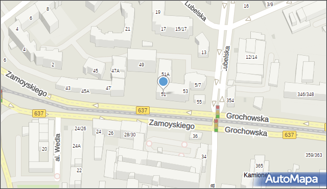 Warszawa, Zamoyskiego Jana, hetm., 51, mapa Warszawy