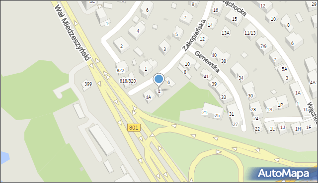 Warszawa, Zakopiańska, 4, mapa Warszawy