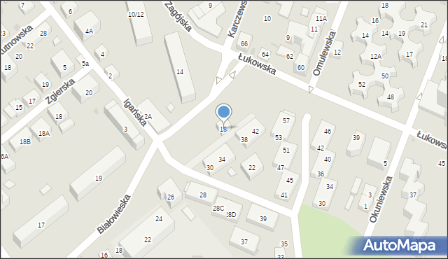 Warszawa, Zagójska, 18, mapa Warszawy