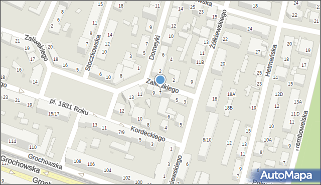 Warszawa, Zaliwskiego Józefa, 7, mapa Warszawy