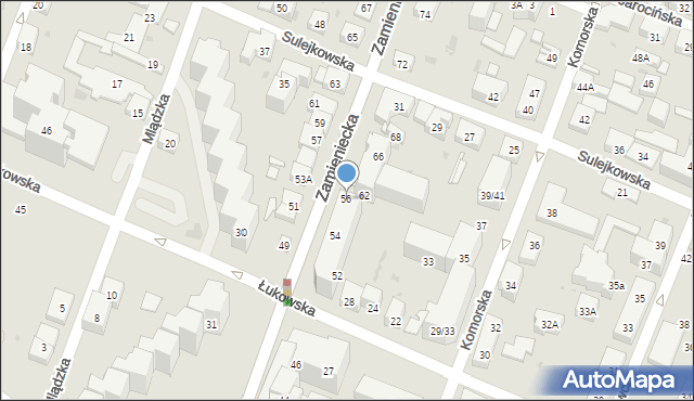 Warszawa, Zamieniecka, 56, mapa Warszawy