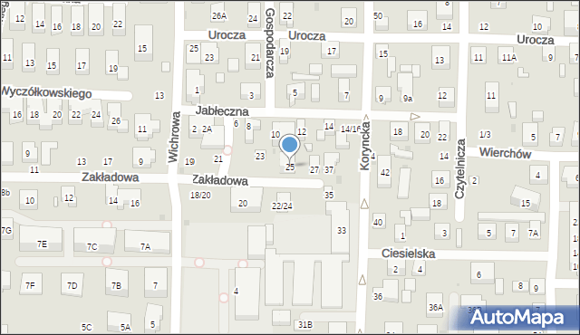 Warszawa, Zakładowa, 25, mapa Warszawy