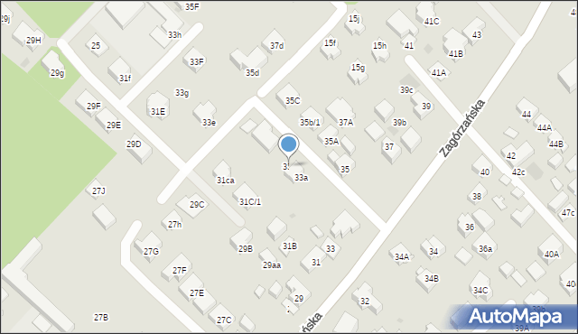 Warszawa, Zagórzańska, 33b, mapa Warszawy