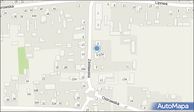 Wąsewo, Zastawska, 7, mapa Wąsewo