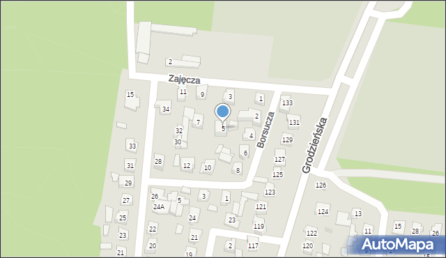 Wasilków, Zajęcza, 5, mapa Wasilków