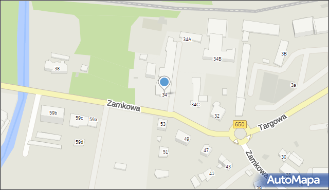 Węgorzewo, Zamkowa, 34, mapa Węgorzewo