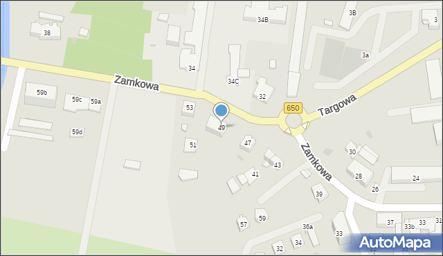 Węgorzewo, Zamkowa, 49, mapa Węgorzewo