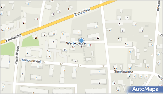 Werbkowice, Zamojska, 8, mapa Werbkowice