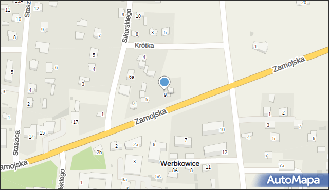 Werbkowice, Zamojska, 9, mapa Werbkowice