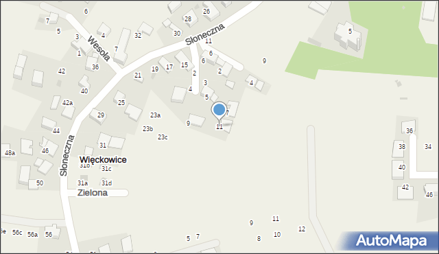 Więckowice, Zacisze, 11, mapa Więckowice