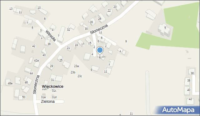 Więckowice, Zacisze, 5, mapa Więckowice