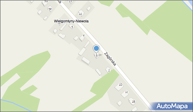 Wielgomłyny, Zagórska, 3, mapa Wielgomłyny