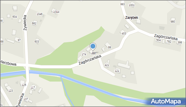 Wieprz, Zagórczańska, 486, mapa Wieprz