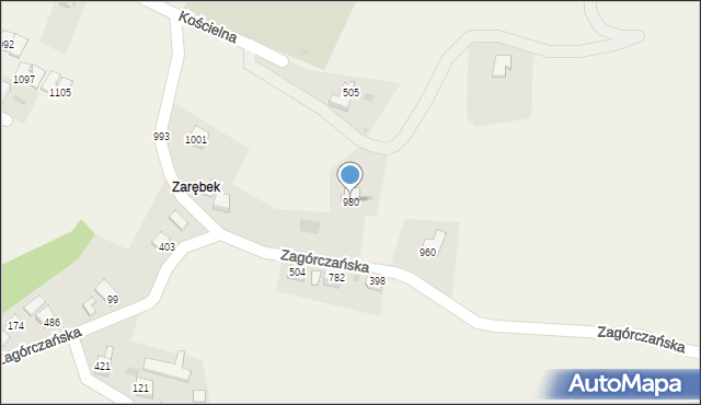 Wieprz, Zagórczańska, 980, mapa Wieprz