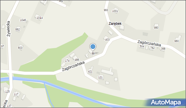Wieprz, Zagórczańska, 99, mapa Wieprz