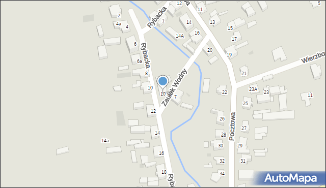 Witnica, Zaułek Wodny, 10, mapa Witnica