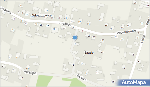 Włoszczowice, Zacisze, 3, mapa Włoszczowice