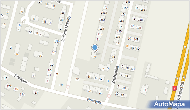 Wola Mrokowska, Zachodnia, 9a, mapa Wola Mrokowska