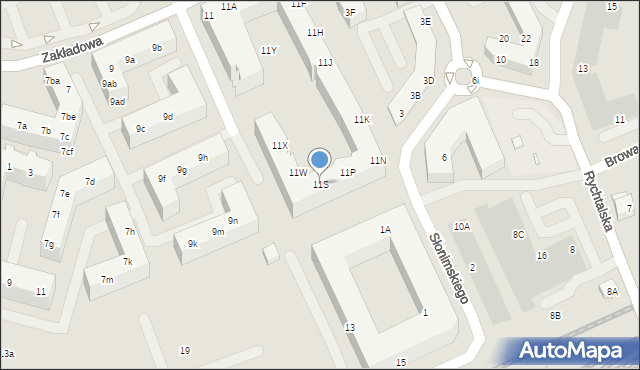 Wrocław, Zakładowa, 11S, mapa Wrocławia