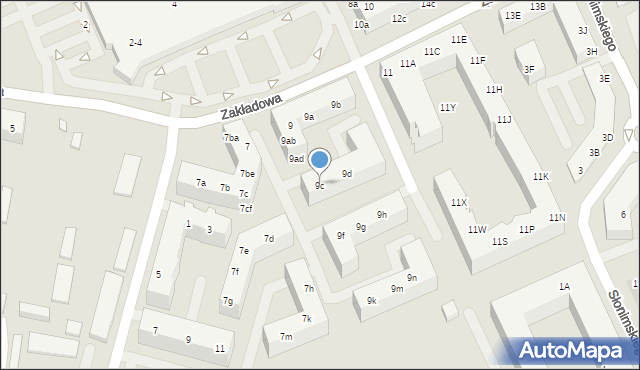 Wrocław, Zakładowa, 9c, mapa Wrocławia