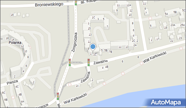 Wrocław, Zawalna, 1B, mapa Wrocławia