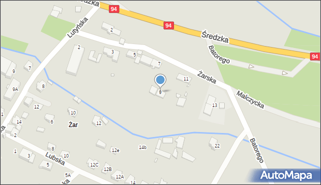 Wrocław, Żarska, 9, mapa Wrocławia